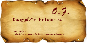 Obagyán Friderika névjegykártya